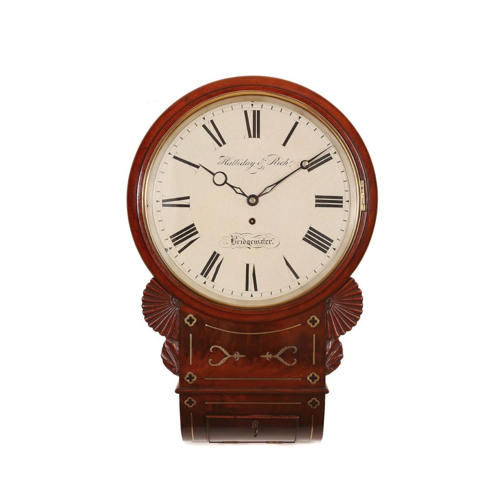FUSEE DROP DIAL WALL CLOCK BY HALLIDAY & RICH OF BRIDGWATER The