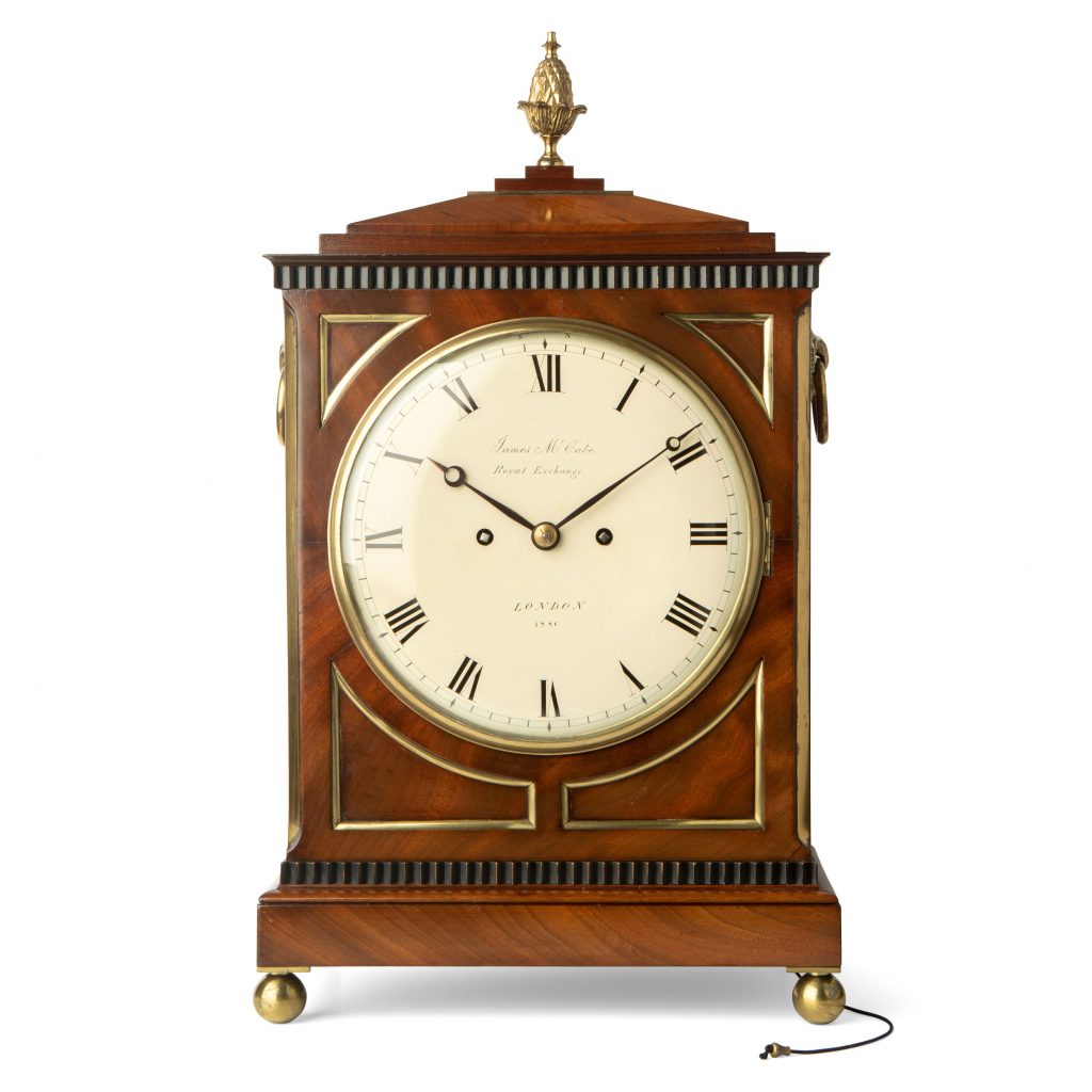 A REGENCY BRASS MOUNTED STRIKING MAHOGANY BRACKET CLOCK JAMES MCCABE