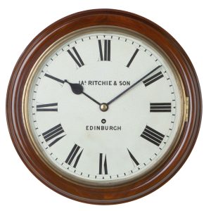 MAHOGANY RAILWAY STATION WALL CLOCK TIMEPIECE